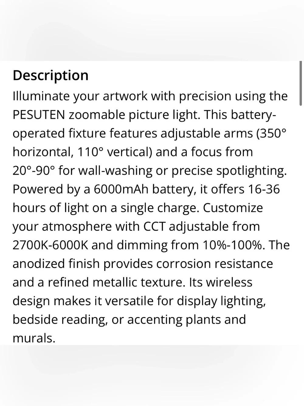 Mural Art Light Zoom Focus & Dimmable Battery-Operated - BLACK